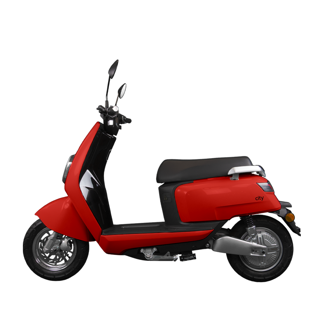 Benzina Zero electric moped scooter in red 