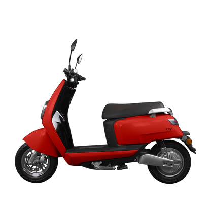 Benzina Zero electric moped scooter in red 