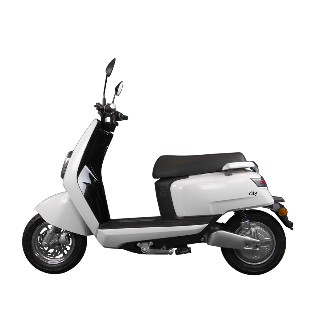 Benzina Zero electric moped scooter in white 